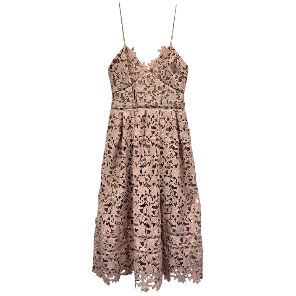 NWT Self Portrait Azaelea Dress Blush Pink Lace Spaghetti Strap Size 4 - Picture 2 of 13